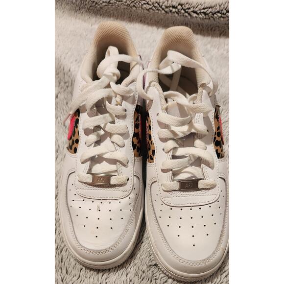 Nike Air Force 1 Youth 5.5 Leopard W/ Pink Nike‎ Logo - Picture 2 of 10